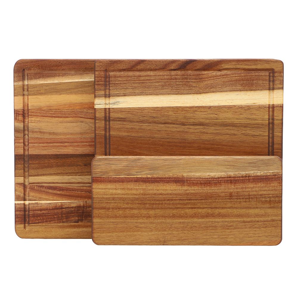 Elama 3 Piece Acacia Wood Cutting, Prep and Serving Boards