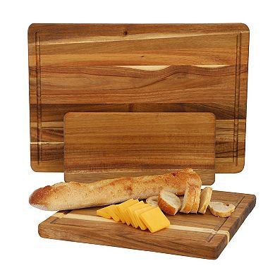 Elama 3 Piece Acacia Wood Cutting, Prep and Serving Boards