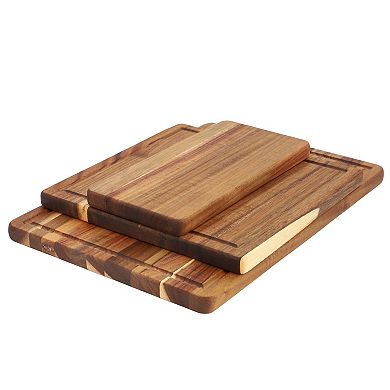 Elama 3 Piece Acacia Wood Cutting, Prep and Serving Boards
