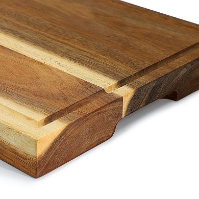 Elama 15.5 x 12 Inch Acacia Wood 1.5 Inch Thick Carving and Cutting Board with Juice Groove