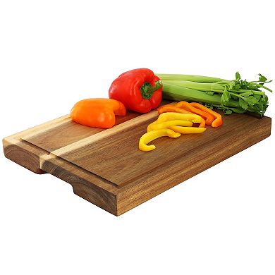 Elama 15.5 x 12 Inch Acacia Wood 1.5 Inch Thick Carving and Cutting Board with Juice Groove
