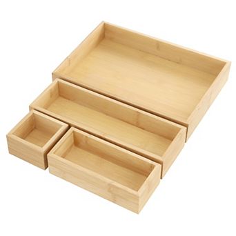 Elama 4 pc 100% Bamboo Storage and Organization Trays