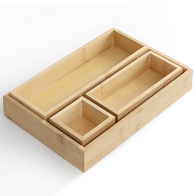 Elama 4 Piece 100% Bamboo Storage and Organization Trays