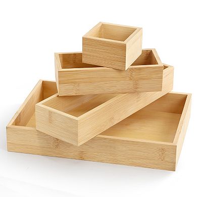 Elama 4 Piece 100% Bamboo Storage and Organization Trays
