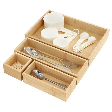 Elama 4 Piece 100% Bamboo Storage and Organization Trays