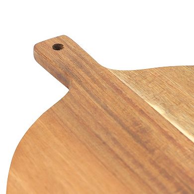 Elama 12 Inch Acacia Wood Round Serving Board with Handle