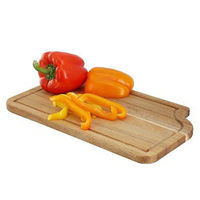 Elama 14 x 8.5 Inch Acacia Wood Cutting, Prep and Serving Butcher Cutting Board