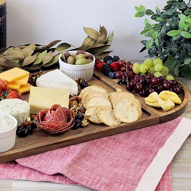 Elama 3 Piece Acacia Wood Cutting Board with Maganitized Serving Board Platter