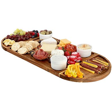 Elama 3 Piece Acacia Wood Cutting Board with Maganitized Serving Board Platter