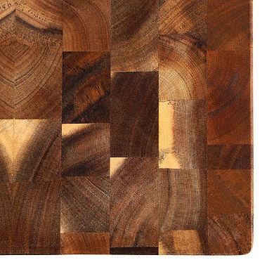 Elama 13.75 Inch Square Thick Acacia Wood Serving Butcher Cutting Board