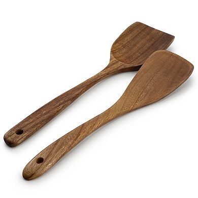 Elama 6 Piece Acacia Wood Kitchen Utensil Set in Dark Brown