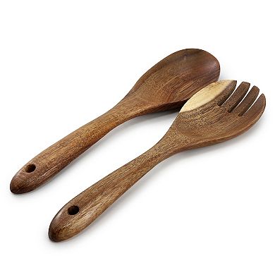 Elama 6 Piece Acacia Wood Kitchen Utensil Set in Dark Brown