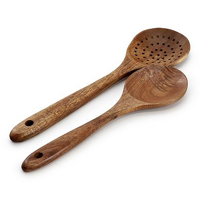 Elama 6 Piece Acacia Wood Kitchen Utensil Set in Dark Brown