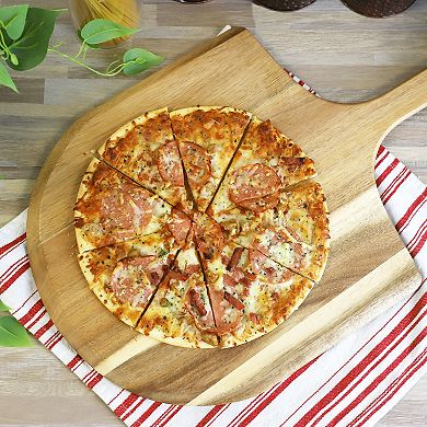 Elama Acacia Wood Pizza Peel and Serving Board