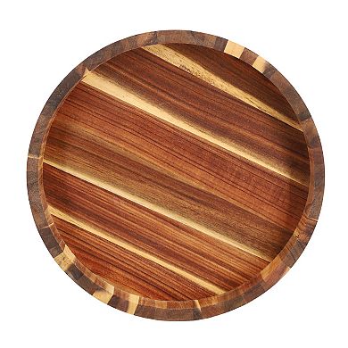 Elama 13 Inch Acacia Wood Lazy Susan Tray