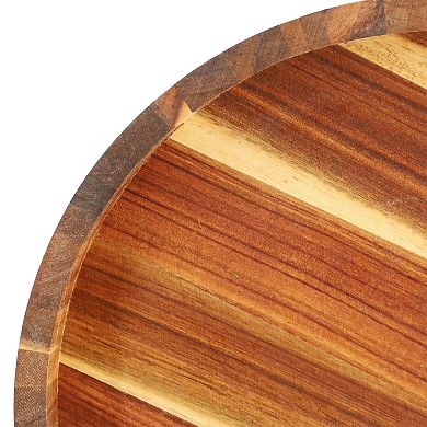 Elama 13 Inch Acacia Wood Lazy Susan Tray