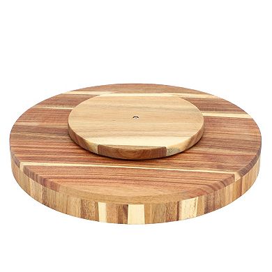 Elama 13 Inch Acacia Wood Lazy Susan Tray