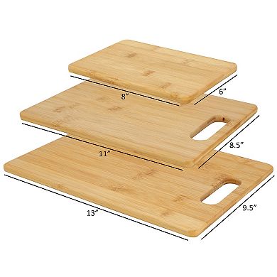 Elama 3 Piece 8 Inch, 11 Inch, and 13 Inch 100% Bamboo Wood Cutting Board Set