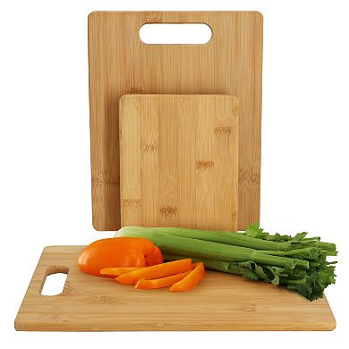 Elama 3 Piece 8 Inch, 11 Inch, and 13 Inch 100% Bamboo Wood Cutting Board Set