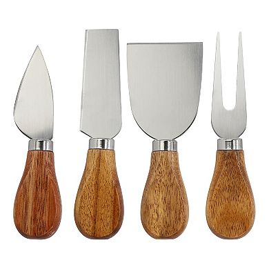 Elama Acacia Wood 5 Piece Square Cheese Board with Knife Set