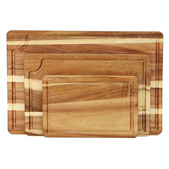 Elama 3 pc Acacia Wood Cutting Board Set