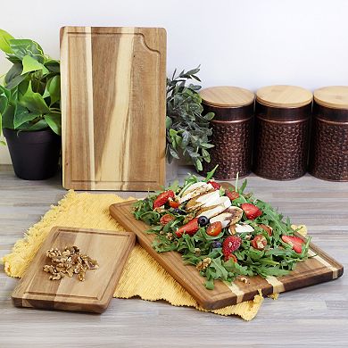 Elama 3 Piece Acacia Wood Cutting Board Set