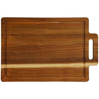Elama 16.5 x 11 Inch Acacia Wood Rectangle Serving Board with Handle