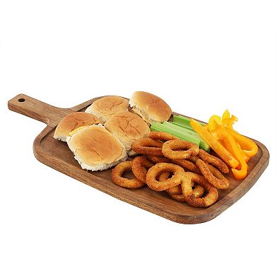 Elama 14 Inch Acacia Wood Rectangle Serving Board with Handle