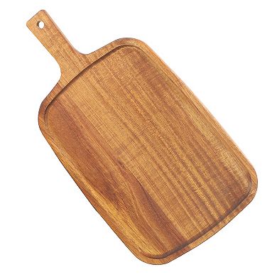 Elama 14 Inch Acacia Wood Rectangle Serving Board with Handle