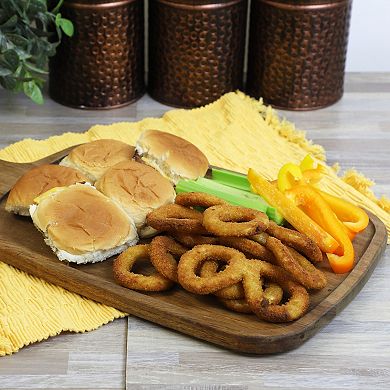 Elama 14 Inch Acacia Wood Rectangle Serving Board with Handle