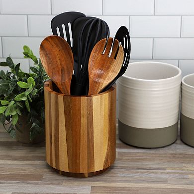 Elama Acacia Wood 360 Rotating Utensil Holder