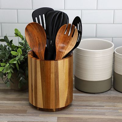 Elama Acacia Wood 360 Rotating Utensil Holder