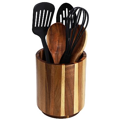Elama Acacia Wood 360 Rotating Utensil Holder