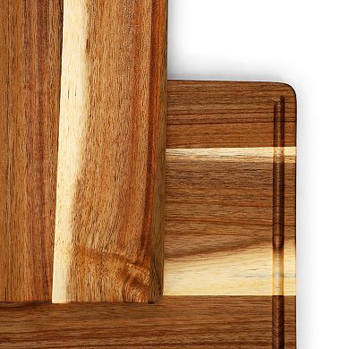 Elama 3 Piece 7 Inch, 10 Inch, and 17 Inch Acacia Wood Cutting Board Set with Juice Grooves