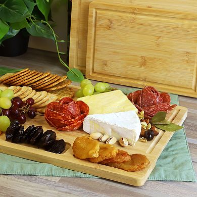 Elama 3 Piece 100% Bamboo Cutting, Prep and Serving Boards