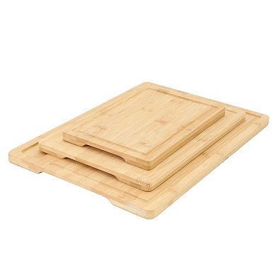 Elama 3 Piece 100% Bamboo Cutting, Prep and Serving Boards