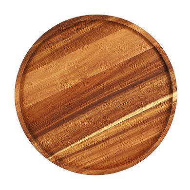 Elama 12 Inch Acacia Wood Lazy Susan Tray