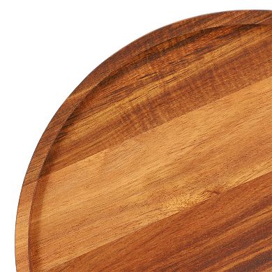 Elama 12 Inch Acacia Wood Lazy Susan Tray