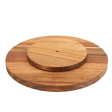 Elama 12 Inch Acacia Wood Lazy Susan Tray