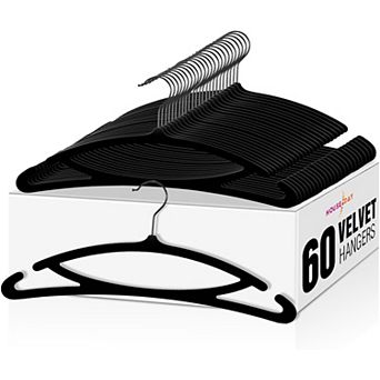 HOUSE DAY 17.5 Inch Multifunction Velvet Hangers Black 60 Pack