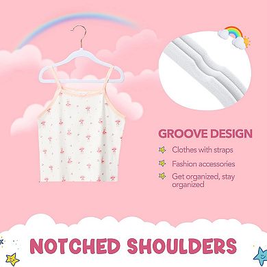 HOUSE DAY 11.8 Inch Velvet Baby Hangers White 60 Pack