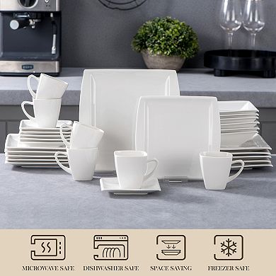 30-piece Porcelain Dinnerware Set for 6, incl. Dinner, Dessert, Soup Plate, Coffee Cup, Saucer