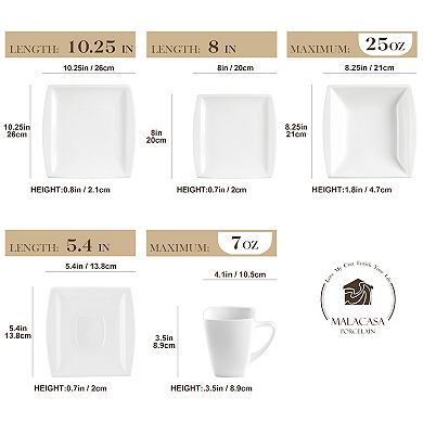 30-piece Porcelain Dinnerware Set for 6, incl. Dinner, Dessert, Soup Plate, Coffee Cup, Saucer