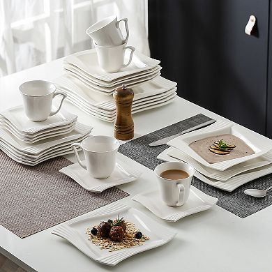 30-pcs Dining Set, incl. Dinner, Dessert, Soup Plate, Coffee Cup and Saucer, for 6