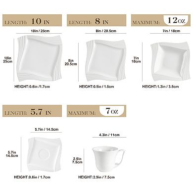 30-pcs Dining Set, incl. Dinner, Dessert, Soup Plate, Coffee Cup and Saucer, for 6