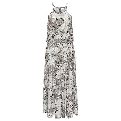 Lascana Women's Floral High Neck Maxi Dress