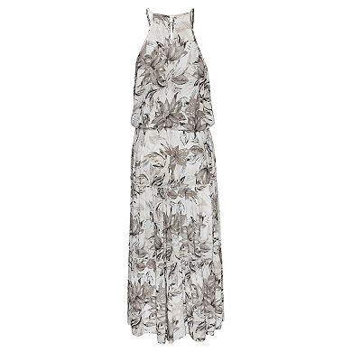 Lascana Women's Floral High Neck Maxi Dress