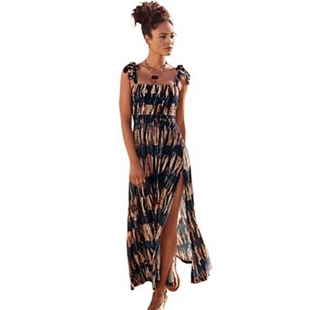 Lascana Women's Tie Strap Slit Maxi Dress