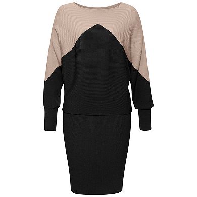 Lascana Women's Color Block Ribbed Knit Dress