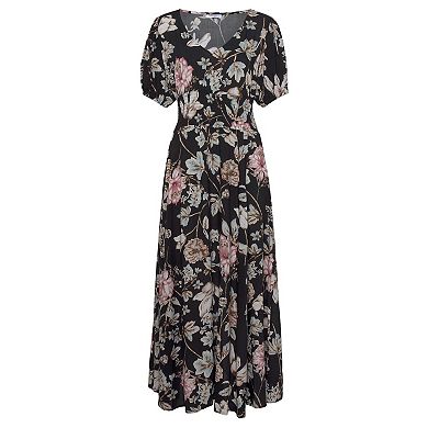Lascana Women's Printed Puff Sleeve Maxi Dress
